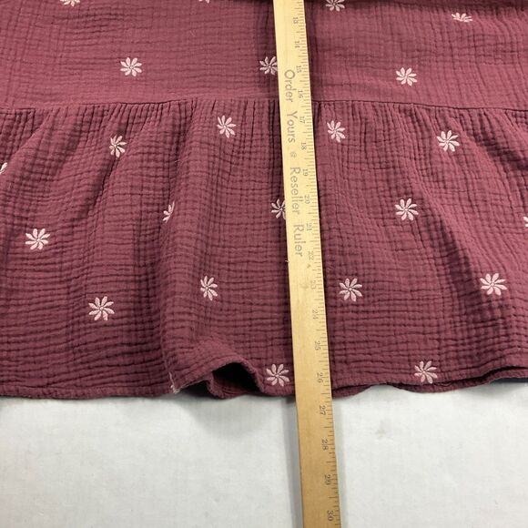 Madewell Embroidered Lightspun Peplum Top Maroon Open Back Floral Boho Shirt 2X - Picture 5 of 10